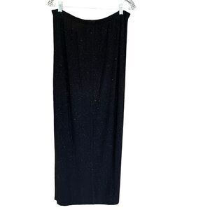 en Français By Huey Waltzer Black Shimmery Long Pull Up Evening Skirt Large
